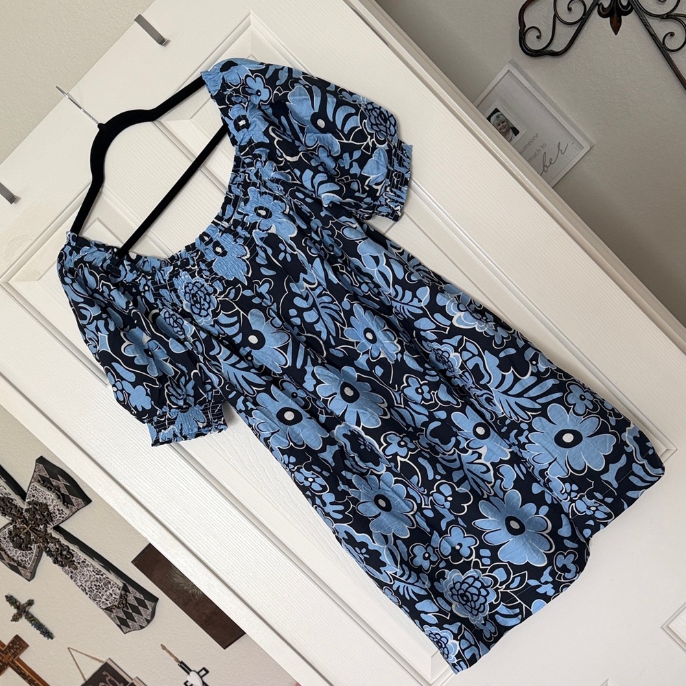Umgee Blue and Black Floral Mini Dress